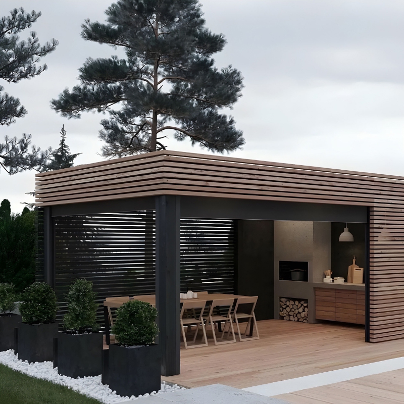 Навес для двора загородного дома