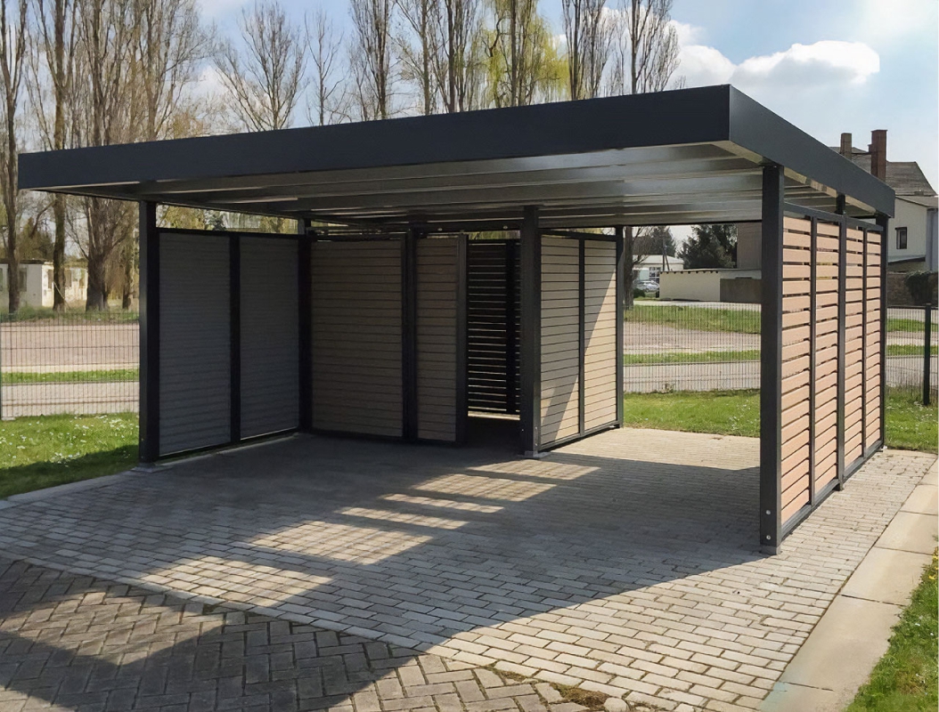 Навес-беседка в парке с сотовым поликарбонатом